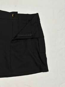 Short Cargo Skirt Lifts Butt With Spandex Summer Fashion Blogger - 黑色 - 查看 3