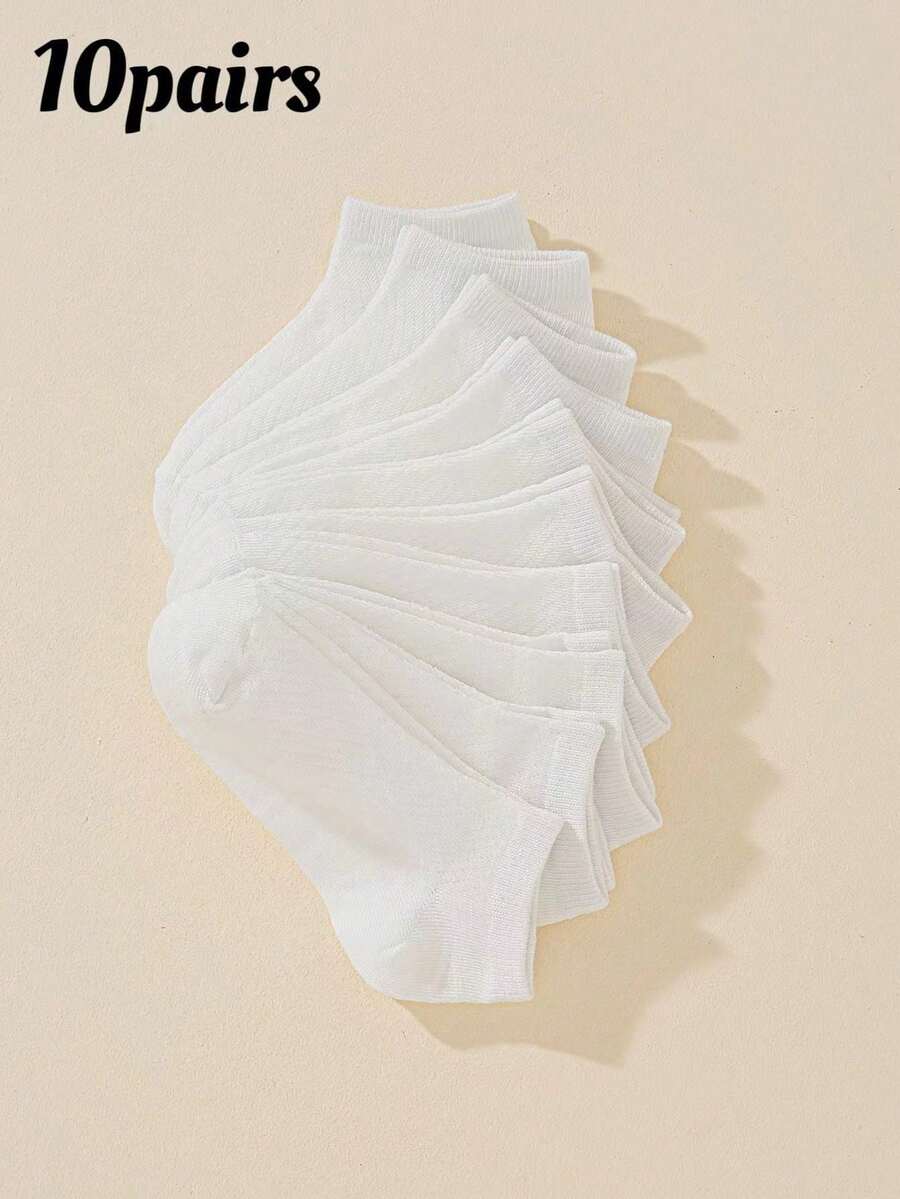 10pairs Pure White Kids/Children Socks - White - View 1