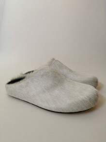 新款毛绒便鞋，厚底厚底，室内外时尚穿着，用途广泛 - 灰色 - 查看 9