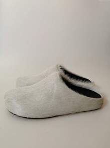 新款毛绒便鞋，厚底厚底，室内外时尚穿着，用途广泛 - 灰色 - 查看 8