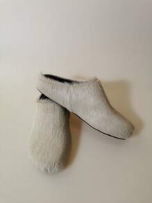 新款毛绒便鞋，厚底厚底，室内外时尚穿着，用途广泛 - 灰色 - 查看 10