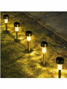 10pcs Pack Outdoor Solar Light, Light Control LED Light, IP65 Multi-Function Path Light, Can Be Used For Outdoor, Garden, Waterproof Pavement Light, Etc. - 銀色 - 查看 5