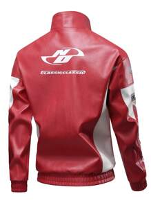 美式 PU 皮夹克外套，适合男友风格男士，宽松飞行员机车夹克，春秋嘻哈街头服饰