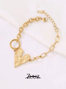 1 件波西米亚风复古不锈钢心形吊坠手链女士珠宝派对礼物爱心吊坠链手链，适合女性日常佩戴