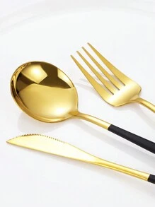 4/24 件不锈钢葡萄牙餐具套装，带 1 个礼盒，适用于餐厅、婚礼、派对、节日、圣诞礼物、厨房、圣诞礼物 - 彩色 - 查看 6