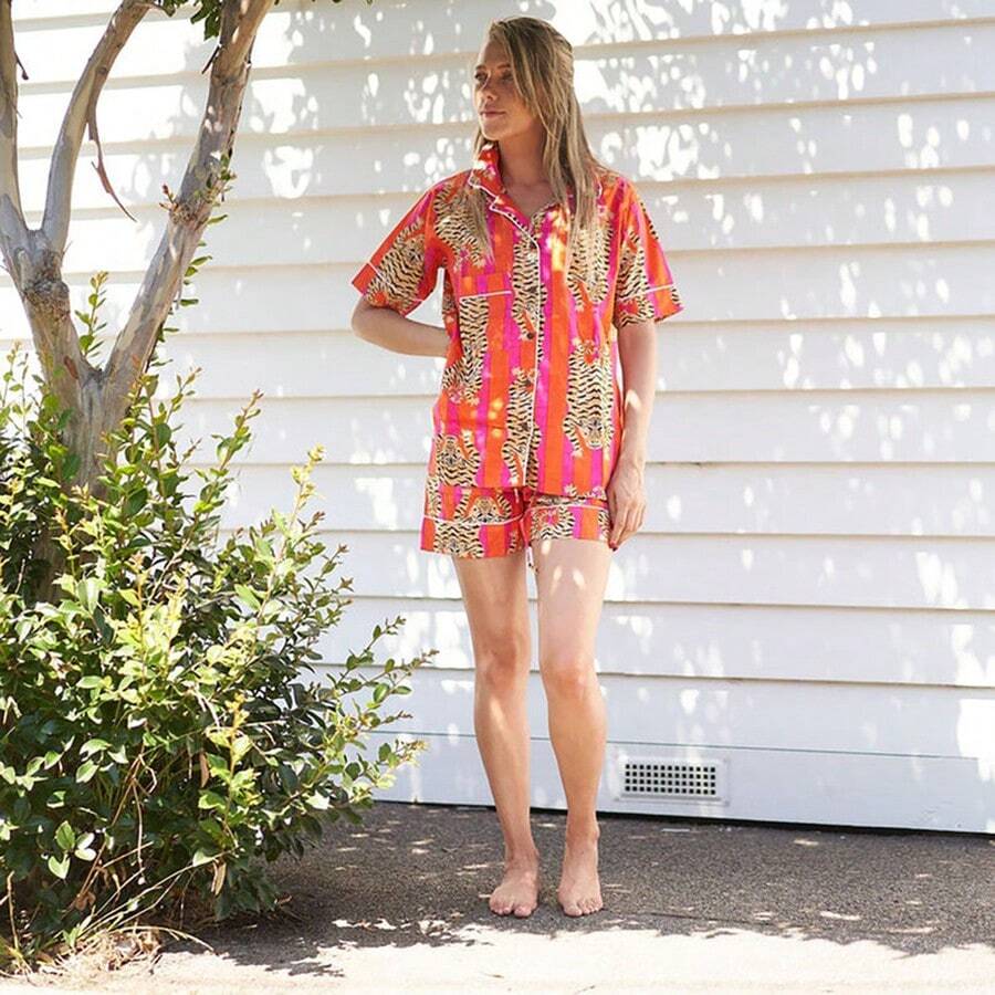 Women's Cotton Pyjama Shorts Set - Tranquil Mornings - Multicolor - View 1