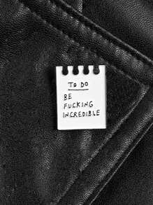 1 件装卡通简约设计迷你珐琅别针，带字母细节，适合衣服和配饰，最佳礼物 - 黑與白 - 查看 8