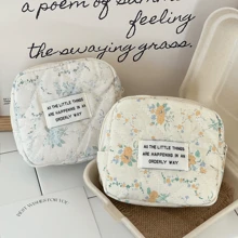 1 个 Ditsy Floral 卫生巾袋，韩式柔软小方形化妆包，便携式多功能化妆包，海洋蓝色，适用于旅行收纳袋、化妆包、化妆包、度假收纳袋、大容量化妆品收纳盒化妆盒，适用于口红、刷子、护肤品、手机、硬币、小物品，适用于家庭、礼物、度假和节日万圣节圣诞节多功能用途，波西米亚风 - 彩色 - 查看 7