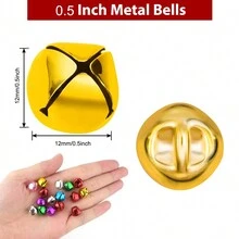 100 个 0.5 英寸铃铛用于工艺多色圣诞铃铛 DIY 工艺铃铛用于家居装饰节日和派对装饰金属铃铛节日装饰品 - 彩色 - 查看 3