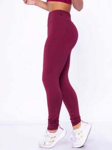 BASIC BLACK PLUSH LEGGINGS, WOMEN'S FLANNEL LEGGINGS, HIGH WAIST, IDEAL FOR PILATES, GYM, SPORTS GYMNASTICS - Burdeos - Ver 3