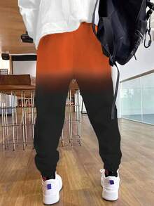 Ombre Color Series Cuffed Sweatpants, Men's Casual Joggers, Stretchy Lightweight Running Pants For Spring Autumn Winter - Black - View 2