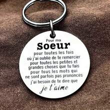 1 件法国姐妹和闺蜜友谊钥匙扣，不锈钢，圆形吊坠，带有经典语录，非常适合圣诞节和情人节礼物，女士时尚配饰，女士可爱钥匙扣，万圣节汽车配件包饰，学校万圣节配件，教师节包饰，带身份证夹的挂绳，汽车配件包饰 - 銀色 - 查看 2