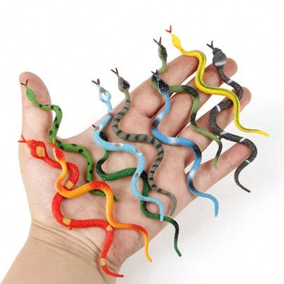 1 件/2 件/4 件/6 件各种彩色迷你逼真软蛇模型玩具，搞笑恐怖塑料蛇玩具，随机发货