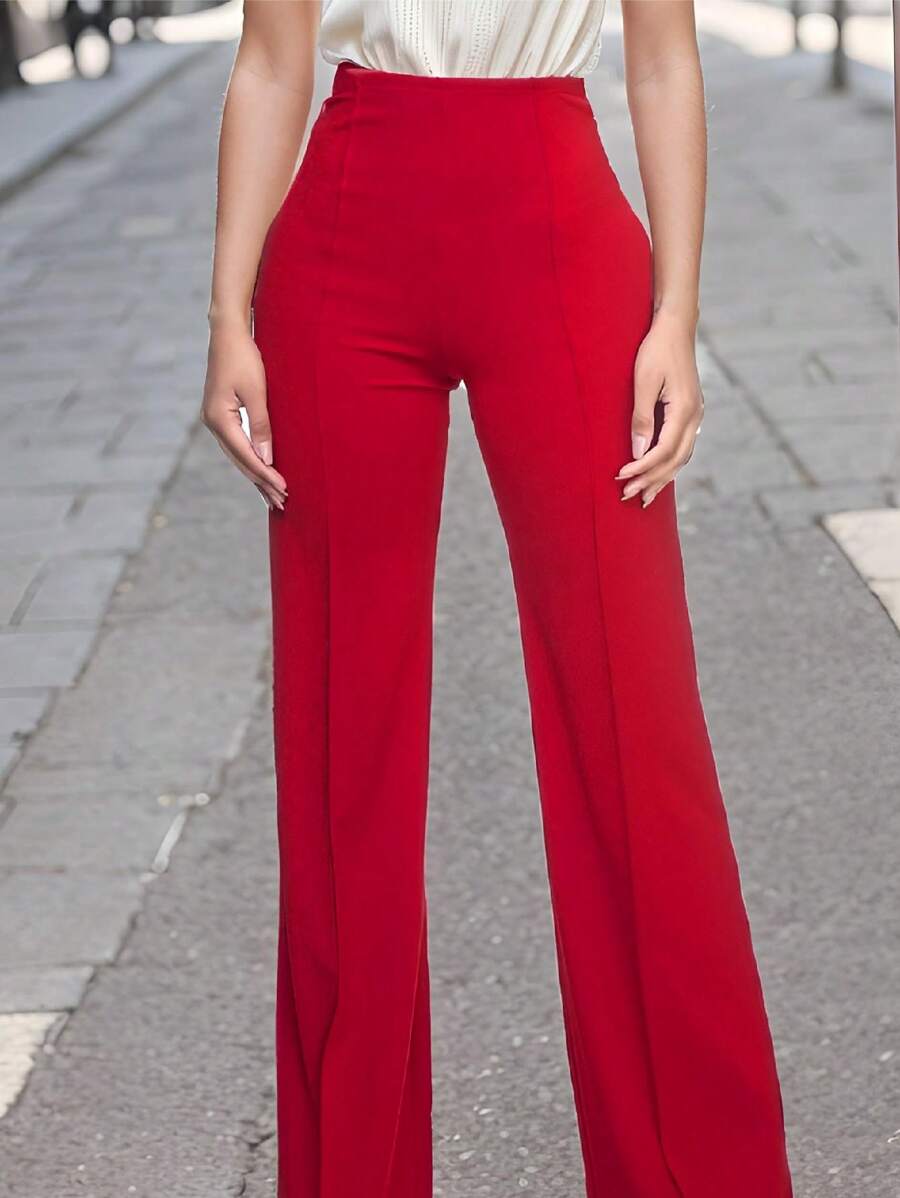 Women's High Waist Dress Pants Trouser - 紅色 - 查看 1