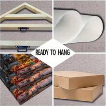 1pc Christmas Vintage Red Truck Canvas Art Printed Poster With Frame - Christmas Tree Gift Printed Canvas Poster - High Definition Modern Home Decoration For Living Room, Bedroom, Office - Blue - View 4