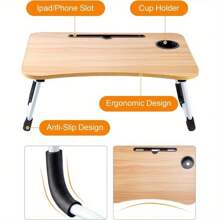 Laptop Table Stand Folding Desk Bed Computer Study Adjustable Portable Sofa Tray Notebook Stand Reading Holder For Couch Walnut - Brown - View 3