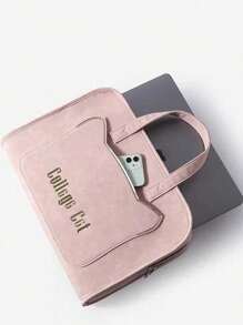 Bolso para portátil Apple de 15.6"/16" para mujer, maletín de mano de alta calidad para el tránsito, estuche para portátil, funda para portátil, bolsa de ordenador, cubierta para portátil para el aula, para la escuela, Mac Book, regalo para profesores, accesorios de oficina, Día del Maestro - Rosa - Ver 3