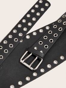 1 件女士时尚复古风格金属孔眼铆钉宽腰带，适合连衣裙腰部装饰 - A - 查看 7