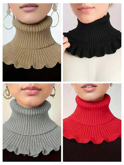 1 pièce Écharpe d'hiver pour femme, faite de fibre de polyester douce, design élégant, cache-cou, écharpe tricotée, pas de snood moelleux