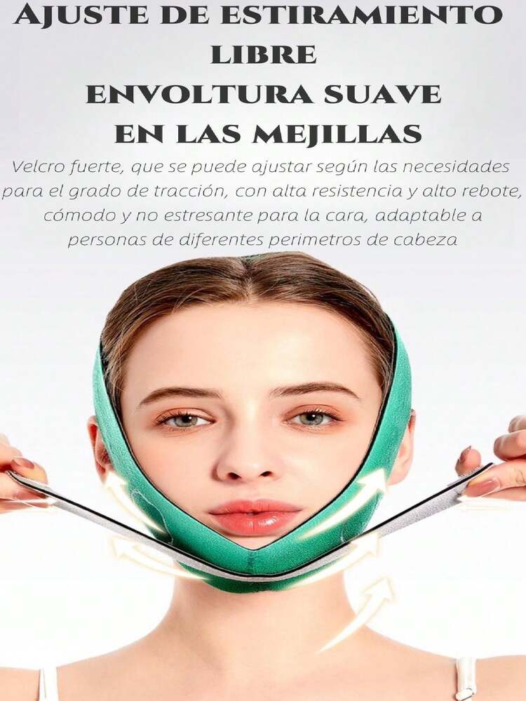 1pc Fitness Equipment Accessories Face Slimming Belt V Face Lift Firming Nasolabial Wrinkles Preventing Facial Skin Sagging Sleep Mask Full Face Lift - Green - View 2