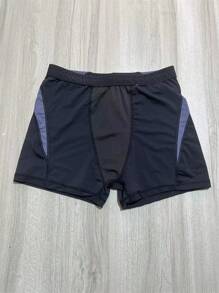 Men's Swim Trunks, Athletic Square Cut, Comfortable And Slim-Fit, Perfect For Beach And Swimming - Black - View 3