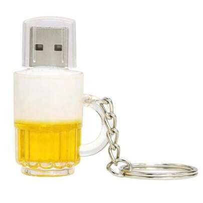  Unidad de memoria USB con forma de taza de cerveza Biyetimi de 128GB, 64GB, 32GB o 16GB como regalo creativo de alta velocidad con llavero gratis