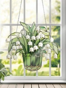 1 件/2 件铃兰窗饰，花朵亚克力窗挂艺术装饰，送给家人和朋友的完美礼物，适用于家居装饰家居卧室配件 - 彩色 - 查看 3