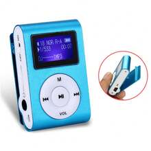 Reproductor de música MP3 con tarjeta de 128 MB de canciones, mini reproductor de música portátil con carcasa de metal para deportes y carreras - Azul - Ver 2