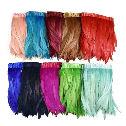 2M/39 英寸 25-30 厘米/10-12 英寸彩色人造公鸡尾羽饰带缝纫服装头饰黑色羽毛工艺品圣诞狂欢节装饰