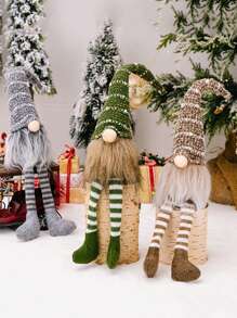 1 pieza Ornamento de muñeca sin rostro con sombrero de Navidad sentada, Enano de cabello en espiral Duende Rudolph Decoración de escritorio de Navidad, Decoración navideña, Decoración del hogar, Decoración de habitación, Decoración de fiesta temática de Navidad, Decoración de habitación, Decoración del hogar, Decoración de oficinas, Decoración de fiesta temática, Decoración navideña