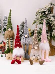 1 pieza Ornamento de muñeca sin rostro con sombrero de Navidad sentada, Enano de cabello en espiral Duende Rudolph Decoración de escritorio de Navidad, Decoración navideña, Decoración del hogar, Decoración de habitación, Decoración de fiesta temática de Navidad, Decoración de habitación, Decoración del hogar, Decoración de oficinas, Decoración de fiesta temática, Decoración navideña