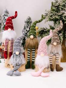 1 pieza Ornamento de muñeca sin rostro con sombrero de Navidad sentada, Enano de cabello en espiral Duende Rudolph Decoración de escritorio de Navidad, Decoración navideña, Decoración del hogar, Decoración de habitación, Decoración de fiesta temática de Navidad, Decoración de habitación, Decoración del hogar, Decoración de oficinas, Decoración de fiesta temática, Decoración navideña