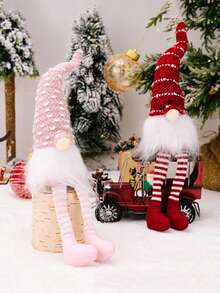 1 pieza Ornamento de muñeca sin rostro con sombrero de Navidad sentada, Enano de cabello en espiral Duende Rudolph Decoración de escritorio de Navidad, Decoración navideña, Decoración del hogar, Decoración de habitación, Decoración de fiesta temática de Navidad, Decoración de habitación, Decoración del hogar, Decoración de oficinas, Decoración de fiesta temática, Decoración navideña