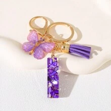 1 Llavero de resina con letra del alfabeto, con encanto de mariposa y borla, regalo del Día de la Mujer - Llavero con inicial con mosquetón para bolsos, mochilas, llaves de coche, decoración de Halloween, accesorios escolares, accesorios de coche, gótico lindo Y2k - Multicolor - Ver 22