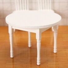 1:12 比例 5 件套木制娃娃屋微型家具餐桌和 4 把椅子，DIY 厨房配件，白色、黑色、天然木色，成人娃娃屋装饰，生日礼物 - 彩色 - 查看 13