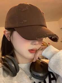 Casquette de baseball vintage américaine abîmée (distressage fait à la main, chaque casquette peut varier légèrement dans les détails de distressage), pour Halloween - Marron - Voir 10