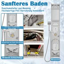 Froadp Stainless Steel Shower Panel 5 Functions Shower Column Rain Shower Waterfall Shower Massage Nozzles Hand Shower Shower Faucet Complete Kit - 銀色 - 查看 5