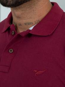 Men's Short Sleeve Piquet Polo Shirt - Burgundy - View 3