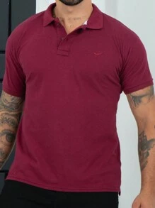 Men's Short Sleeve Piquet Polo Shirt - Burgundy - View 1