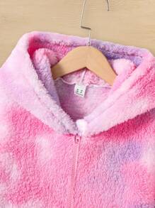 Tween Girl Casual Adorable Hooded Fluffy Ombre Loose Cardigan