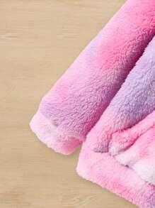 Tween Girl Casual Adorable Hooded Fluffy Ombre Loose Cardigan