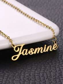 1pc Custom English Name Minimalist Elegant Stainless Steel Necklace Family Dress Holiday Gift Birthday Jewelry Gold Stylish, Fall Fashion, Vintage, Unisex, Simple, Casual, Hipster, Goth, Punk Custom, Personalized, Unique Grandparents For Anniversaries, For Valentine's Day, For Mother's Day, For Graduation, For Father's Day, For Weddings, For Daily Wear, For Party, For Prom, High School Senior High School Students, College Students, University Students, Freshman, Sophomore, Underclassmen,Delicate Romance,Silver Stylish