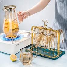 1.7 Liter/58oz Glass Pitcher With Lid Water Carafe Jug With Spout Handle For Hot/Cold Water Tea Beverage