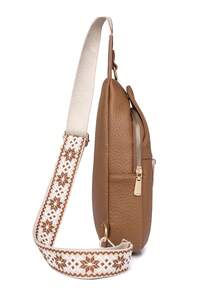 女士复古胸包 复古 PU 皮革单肩斜挎胸包 女士斜挎包 女式手提包 设计师款 2024 - 卡其色 - 查看 6