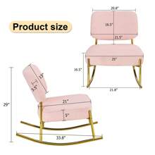 Eddy Velvet Material Cushioned Rocking Chair, Unique Rocking Chair, Cushioned Seat, Pink Backrest Rocking Chair, And Golden Metal Legs. Comfortable Side Chairs In The Living Room, Bedroom, Office, Winter, Soft And Warmth, Christmas Decor, Christmas Decorations, Christmas Gifts, Christmas Home, Christmas Decor Home, Kitchen, Kitchen Accessories - Hồng - Xem 7