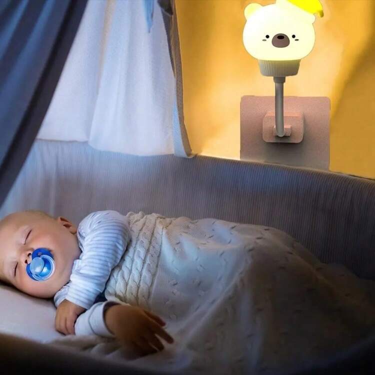 1 pieza Luz de noche mini con control remoto y diseño de dibujos animados, luz de noche mini adecuada para la decoración del dormitorio del bebé, regalo de cumpleaños/festividad, luz de noche de encendido constante, adecuada para la lactancia materna - Multicolor - Añade 9