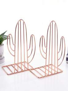 2pcs Nordic Style Iron Cactus Shaped Bookends,  Creative Cute Book Organizers For Student Office Desktop, Desktop Storage And Decoration - Multicolor - View 9
