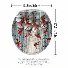 1 件/4 件圣诞雪人浴帘套装、桦树、红雀和松果装饰套装、圣诞快乐浴帘、圣诞帽和围巾浴室地毯、雪地马桶座套、防滑 U 型垫、浴室防水隔断帘、圣诞礼物、家居冬季装饰配件，包括 12 个 C 型挂钩，70.8 英寸 X 70.8 英寸 - 彩色 - 查看 8