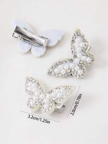 5件套女孩蝴蝶水钻串珠装饰发夹，色彩缤纷的公主风发饰，适合日常佩戴 - 白色 - 查看 6