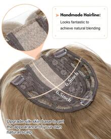 Megito Hair Toppers For Women 20inch Wavy Hair Toppers For Women Toppers Hair Pieces For Women With Thinning Hair Synthetic Wig Clip In Hair Topper Wiglets With Fringe Bang Add Hair Volume - 淺棕色帶亮點 - 查看 3